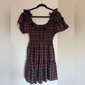 Kimchi Blue Red and Black Plaid Mini Dress